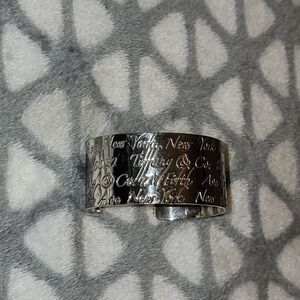 Tiffany & Co 1997 Notes Sterling Silver Wide Cuff Engraved Silver Cuff • Vintage